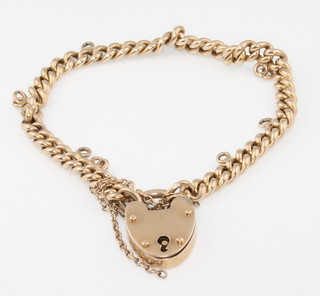 A 9ct yellow gold bracelet with padlock 17 grams 