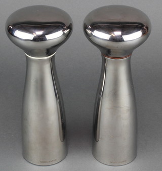 A pair of modern silver plated Georg Jensen condiments 7 1/2" 