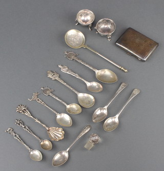 A silver cigarette case Birmingham 1929 and minor silver items 116 grams
