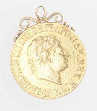 A George III sovereign 1820 with 9ct gold hoop 