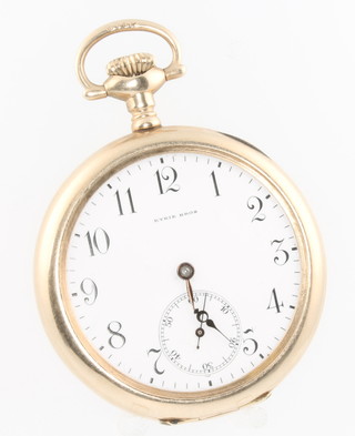A 14ct yellow gold pocket watch with seconds at 6 o'clock 