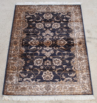 A blue and gold ground Belgian cotton Ziegler style rug 74" x 53"  