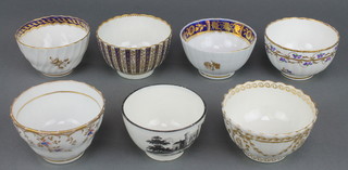 A Worcester fluted tea bowl with gilt and floral decoration 3", ditto 3", ditto with armorial 3", a Derby ditto with floral decoration 3", Worcester ditto with gilt decoration 3", a Worcester lobed ditto with blue and gilt decoration 3" and a transfer ditto in the manner of Spode 2" 