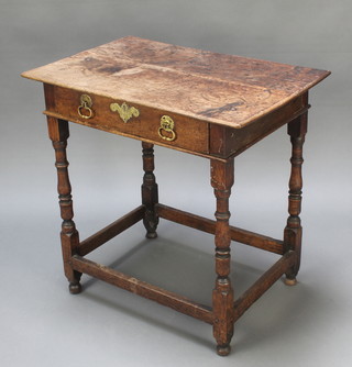 An 18th Century bleached oak low boy fitted 1 long drawer with box framed stretcher 27 1/2" x 28"w x 18"d 