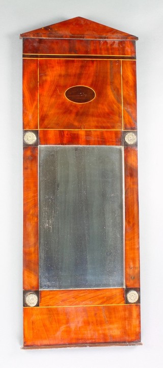 A 19th Century rectangular plate Pier mirror contained in an inlaid mahogany frame 39"h x 15 1/2"d 