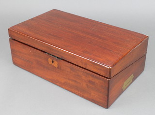 A Victorian mahogany writing slope with hinged lid the base fitted a drawer 4 1/2"h x 16"w x 9 1/2"d 