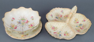 A Crown Devon Wye pattern hors d'oeuvres dish, a ditto drainer and stand 