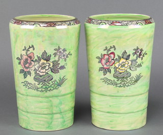 A pair of Royal Bradwell lustre vases decorated with flowers 12" 
