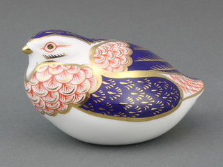 A Royal Crown Derby Imari pattern paperweight in the form of a grouse 4", boxed 