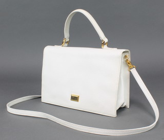 Gianfranco Ferre, a lady's white leather handbag with detachable shoulder strap no.57256  6 1/2"h x 10 1/2"w x 4"d 