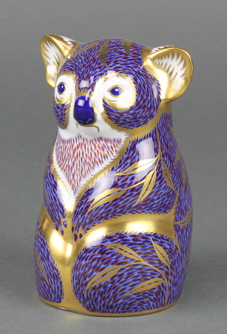 A Royal Crown Derby Imari pattern paperweight in the form of a seated Koala with gold stopper 4 1/2" 