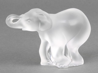 A contemporary Lalique figure of a walking elephant etched lower case marks, boxed 3" 
