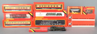 A Hornby OO gauge model locomotive - Dockland Railways King Arthur Class Sir Dinadan R154, ditto locomotive and tender Princess Victorian R.050 boxed, an Airfix tank engine unboxed, 3 Hornby carriages R626, R627 and R628 boxed , do. ferry crane R738, 2 other items of Hornby rolling stock, ditto platform canopy R514, 2 Jouef carriages boxed 