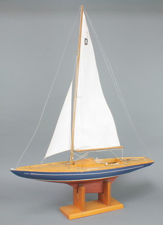 A Dragon Class pond yacht - Bluebell complete with stand and sails 36"h x 30"l x 7"w 