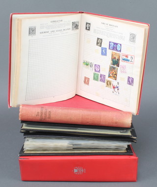 A lever file album of mint and used stamps - Turkey, Egypt, Portugal, Romania, a red Westminster album of mint and used stamps Malta, a red album of world stamps and 3 albums of GB first day covers