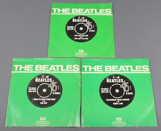 3 Beatles Polyphon records of the single collection 1962-1970 - Strawberry Fields Forever, Can't Buy Me Love and I Want to Hold Your Hand 