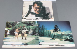 8 film colour lobby cards for James Bond 007 For Your Eyes Only together with 8 ditto James Bond 007 Moonraker 
