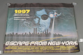 Escape From New York 1981, original British quad movie poster, 30" by 40"