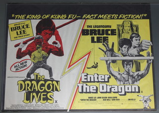 Double bill of Enter The Dragon / The Dragon Lives  Bruce Lee British quad movie poster 1973, 30" by 40"