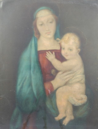 Victorian oil on canvas, unsigned, study of The Madonna and Child 30" x 24" 