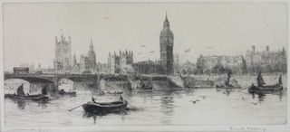Frank Harding, etching, signed in pencil "Westminster Bridge" 6 1/2" x 14" 