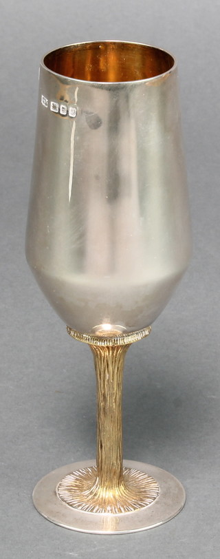 A silver wine with bark finished gilt stem London 1973, maker Mappin & Webb, 212 grams