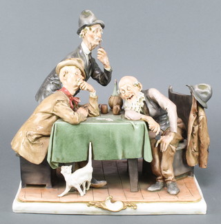 A Capodimonte group of 3 elderly card players signed G Calle 12"