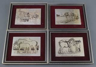 4 silver plaques decorated with working horses 130 grams