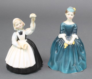Two Royal Doulton figures Cherie HN 2431 5 1/2" and Mother's Help HN 2161 5 1/2"