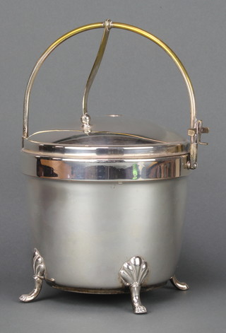 A stylish silver plated Thermos ice bucket with patent folding lid 