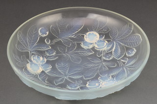 A Verlys Art Deco opalescent shallow bowl decorated with horse chestnuts 12" 
