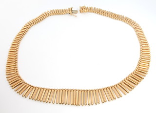 An 18ct yellow gold fancy link necklace, 52 grams, 17" long