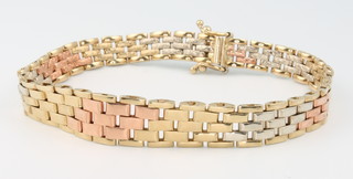 A 9ct 2 colour gold bracelet 11 grams