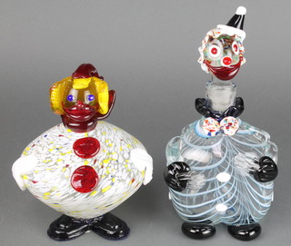 A Murano glass decanter in the form of a clown 11" and a figure of a clown 8"  