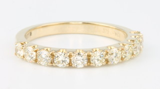 A 9ct yellow gold 11 stone diamond ring, approx 0.76ct, size L 1/2