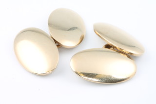 A pair of 9ct yellow gold oval cufflinks 11 grams