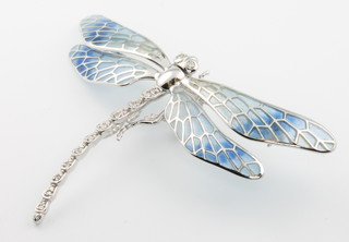 A Nicole Barr silver and plique ajour dragonfly brooch 