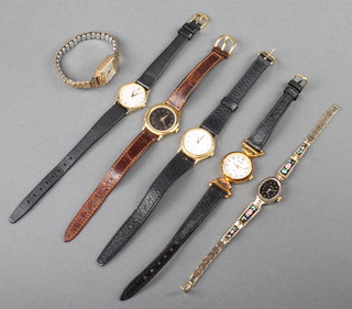 A lady's 9ct yellow gold cased Benson wristwatch and 5 others