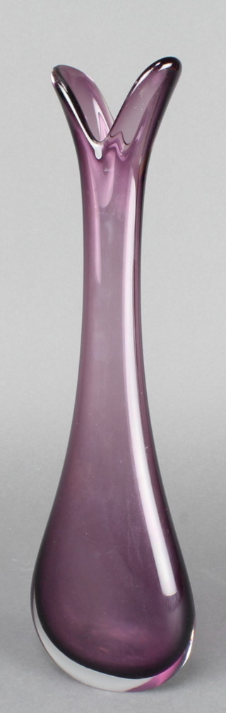 A Swedish purple glass vase in the manor of Flygsfors, unsigned 14" 