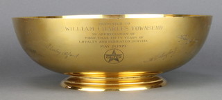 A Tiffany & Co sterling silver gilt presentation bowl, 40 ozs 