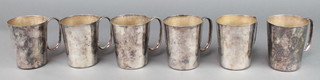6 silver plated mugs 