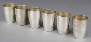 A set of 6 silver plain bodied cups Birmingham 1934, Maker Adolf Scott 236 grams