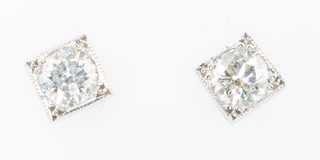 A pair of 18ct white gold brilliant cut diamond ear studs approx. 0.65ct 