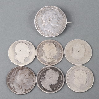 A George III crown 1820 and 6 other coins 