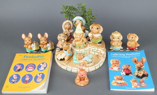 A Pendelfin model band stand together with 12 Pendelfin figures and 2 related books 