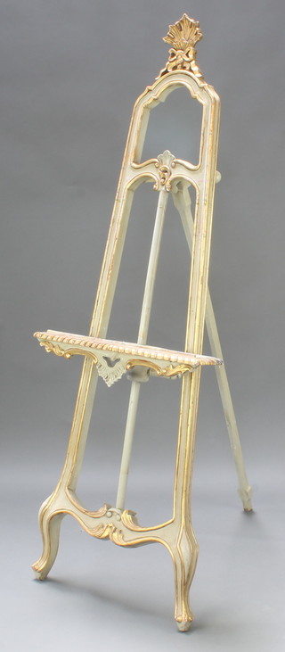 A French style grey painted easel 73"h x 24"w 