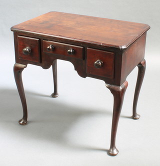 A Georgian mahogany low boy fitted 1 long and 2 short drawers, raised on cabriole supports 27"h x 30"w x 20"d 
