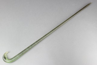 A Victorian twist glass walking cane 37" 