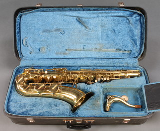 A Czechoslovakian Super Classic brass saxophone, cased  
