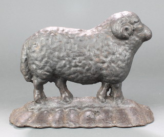 A Victorian cast iron door stop in the form of a ram 7" x 10" 